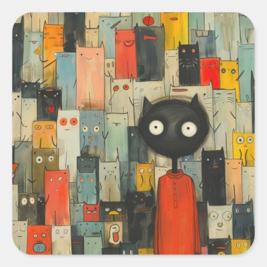 ik hou van katten vierkante sticker (Voorkant)
