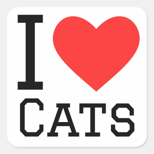 Ik hou van katten  vierkante sticker (Voorkant)