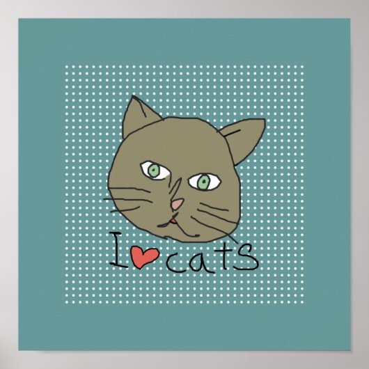 "Ik hou van katten" voor muren Poster (Voorkant)