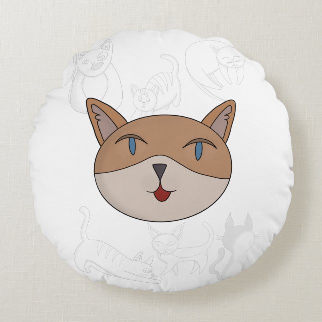 Ik hou van kattendekdekdekdekdekdekbedden. rond kussen (Voorkant)