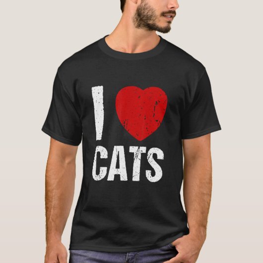 Ik hou van kattenhartkat t-shirt (Voorkant)