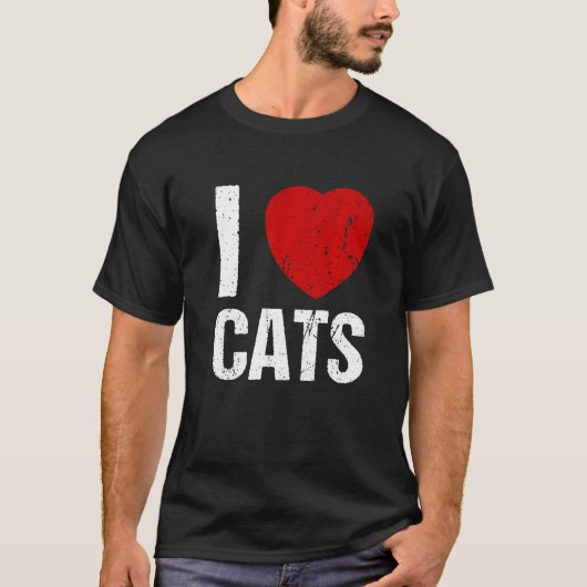 Ik hou van kattenhartkat t-shirt (Voorkant)