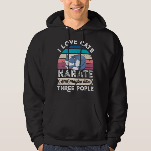 Ik hou van kattenkaraat en van drie mensen hoodie (Voorkant)