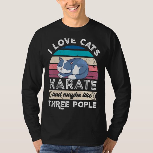 Ik hou van kattenkaraat en van drie mensen t-shirt (Voorkant)