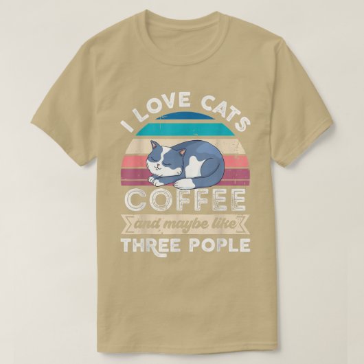 Ik hou van kattenkoffie en van drie mensen t-shirt (Design voorkant)