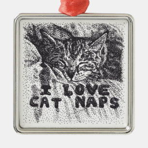 Ik hou van kattenluiers, kat slapen metalen ornament
