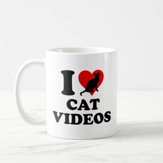 Ik hou van kattenvideo's koffiemok (Links)