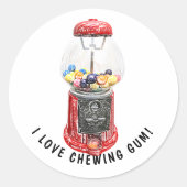 Ik hou van kauwgom ronde sticker (Voorkant)
