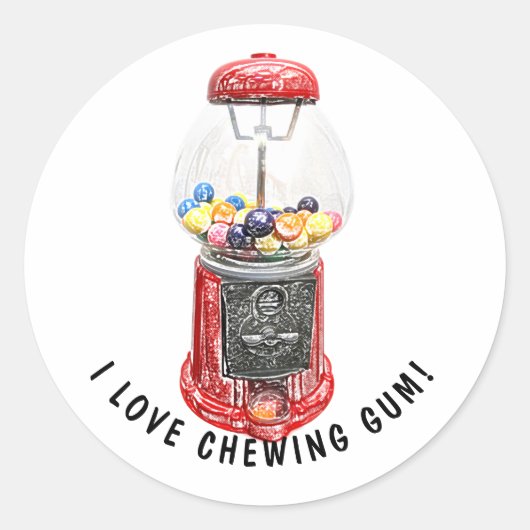 Ik hou van kauwgom ronde sticker (Voorkant)