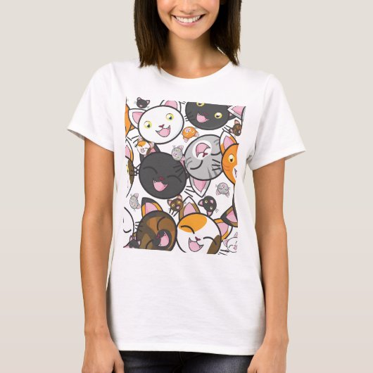 Ik hou van Kawaii Katten Het Casual Shirt van vrou (Voorkant)