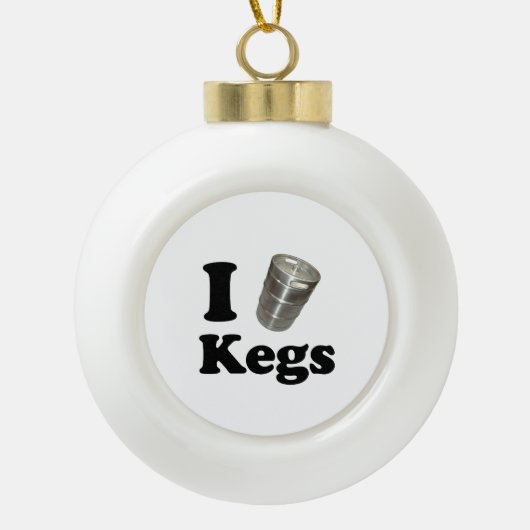 Ik hou van Kegs Keramische Bal Ornament (Voorkant)