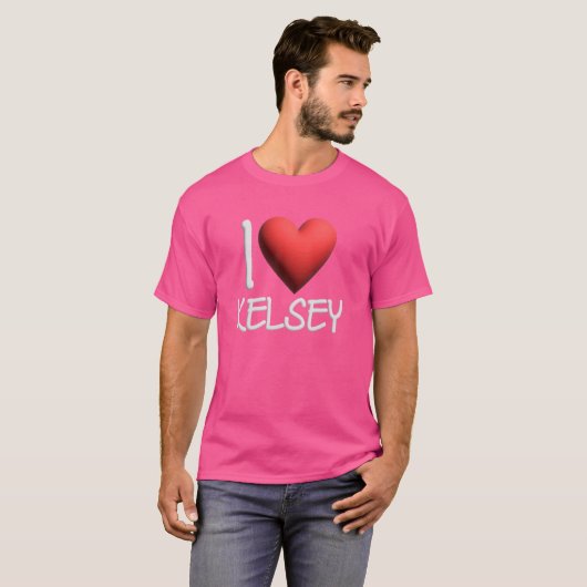 Ik hou van Kelsey naam gepersonaliseerde meisje vr T-shirt (Voorkant volledig)