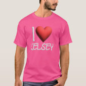 Ik hou van Kelsey naam gepersonaliseerde meisje vr T-shirt (Voorkant)