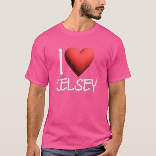 Ik hou van Kelsey naam gepersonaliseerde meisje vr T-shirt (Voorkant)