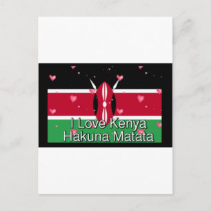 Ik hou van Kenia en "Hakuna Matata" Art Print Briefkaart