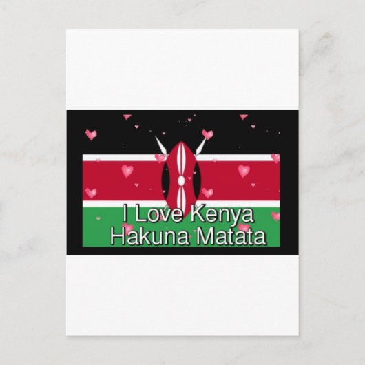 Ik hou van Kenia en "Hakuna Matata" Art Print Briefkaart (Voorkant)