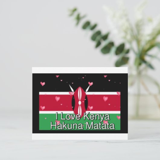 Ik hou van Kenia en "Hakuna Matata" Art Print Briefkaart (Staand voorkant)