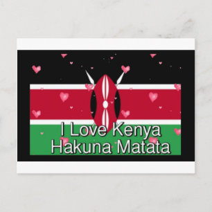 Ik hou van Kenia en "Hakuna Matata" Art Print Briefkaart