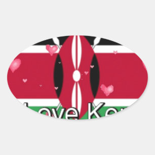 Ik hou van Kenia en "Hakuna Matata" Art Print Ovale Sticker