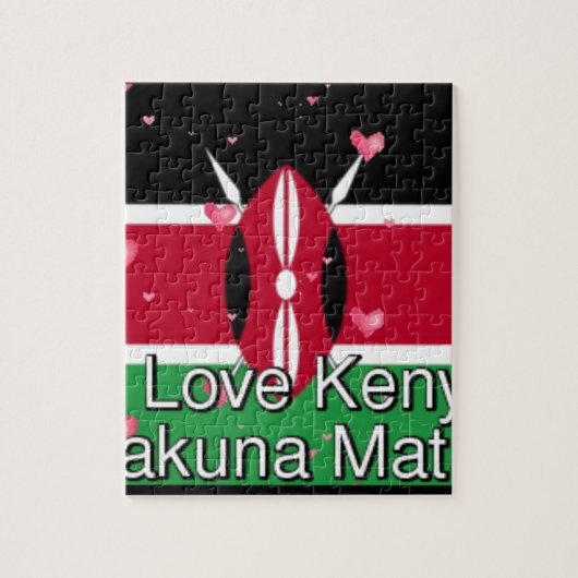 Ik hou van Kenia en "Hakuna Matata" Kunstprint Legpuzzel (Verticaal)