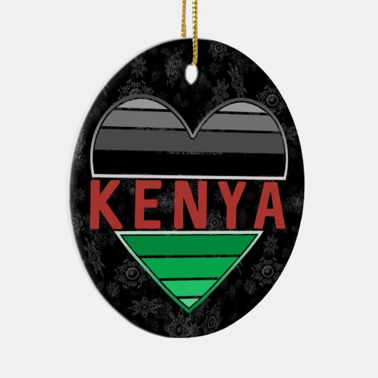 Ik hou van Kenia, Keniaans hart T-shirt Keramisch Ornament (Rechts)