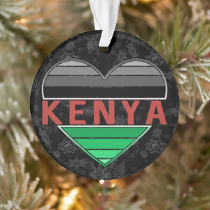 Ik hou van Kenia, Keniaans hart T-shirt Ornament