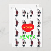 Ik hou van Kenia Masai Art Print Briefkaart (Voorkant / Achterkant)