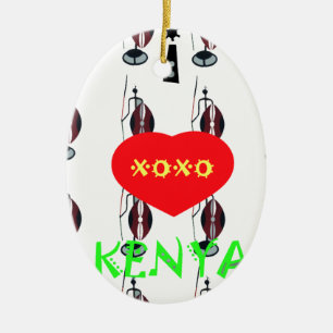 Ik hou van Kenia Masai Art Print Keramisch Ornament