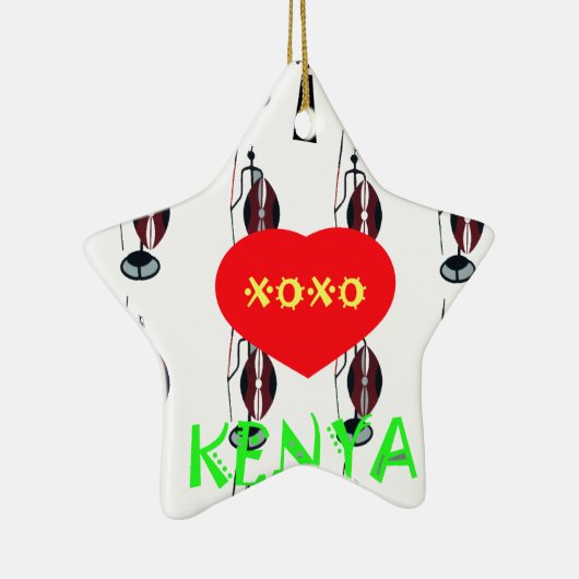 Ik hou van Kenia Masai Art Print Keramisch Ornament (Rechts)