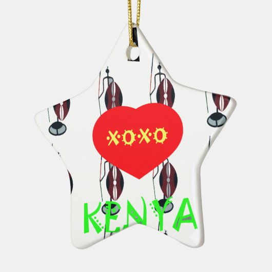 Ik hou van Kenia Masai Art Print Keramisch Ornament (Links)