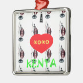 Ik hou van Kenia Masai Art Print Metalen Ornament (Links)