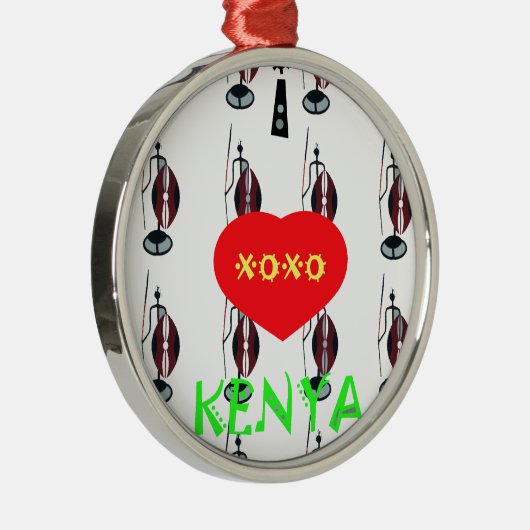 Ik hou van Kenia Masai Art Print Metalen Ornament (Rechts)