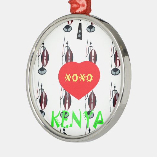 Ik hou van Kenia Masai Art Print Metalen Ornament (Links)