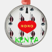 Ik hou van Kenia Masai Art Print Metalen Ornament (Voorkant)