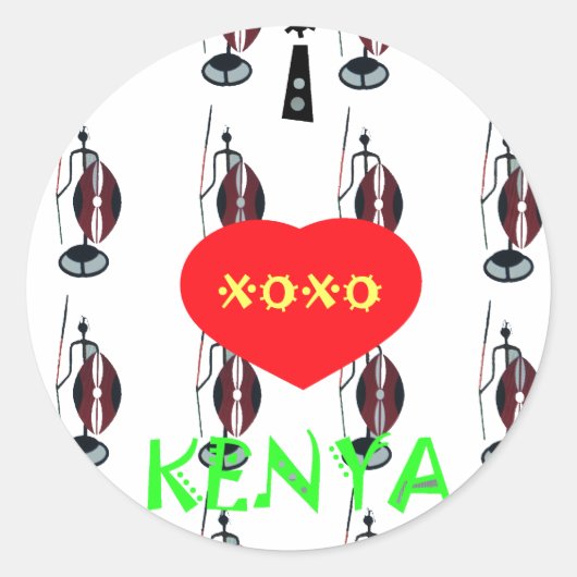 Ik hou van Kenia Masai Art Print Ronde Sticker (Voorkant)