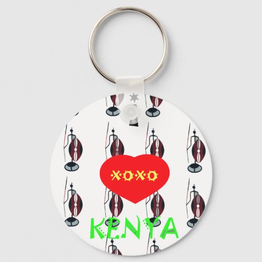 Ik hou van Kenia Masai Art Print Sleutelhanger (Voorkant)