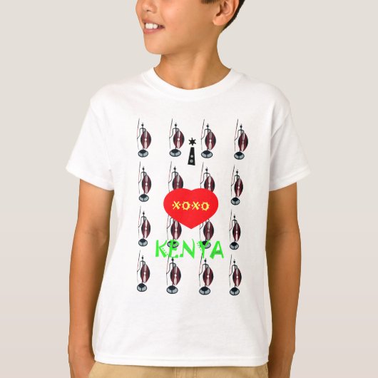 Ik hou van Kenia Masai Art Print T-shirt (Voorkant)