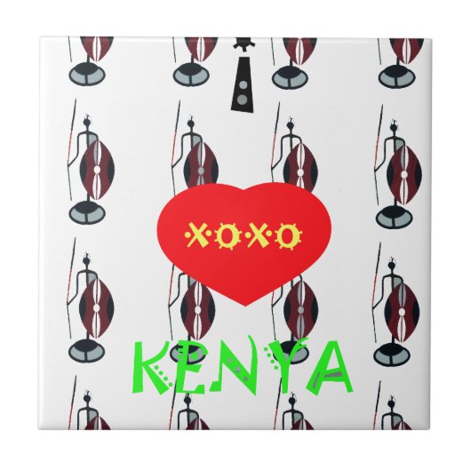 Ik hou van Kenia Masai Art Print Tegeltje (Voorkant)