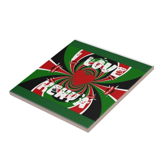 Ik hou van Kenia: Mooie mooie nationale vlag kleur Tegeltje (Zijkant)