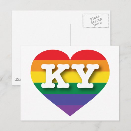 Ik hou van Kentucky Rainbow Heart Briefkaart (Voorkant / Achterkant)
