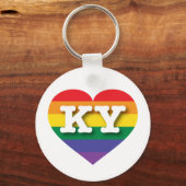 Ik hou van Kentucky Rainbow Heart Sleutelhanger (Voorkant)