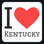 Ik hou van Kentucky Vierkante Sticker<br><div class="desc">Ik hou van Kentucky,  voor liefhebbers van de VS</div>