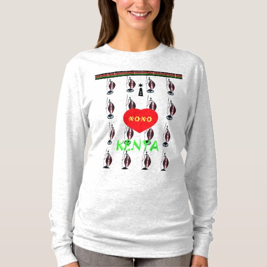 Ik hou van Kenya Maasai Design T-shirt (Voorkant)