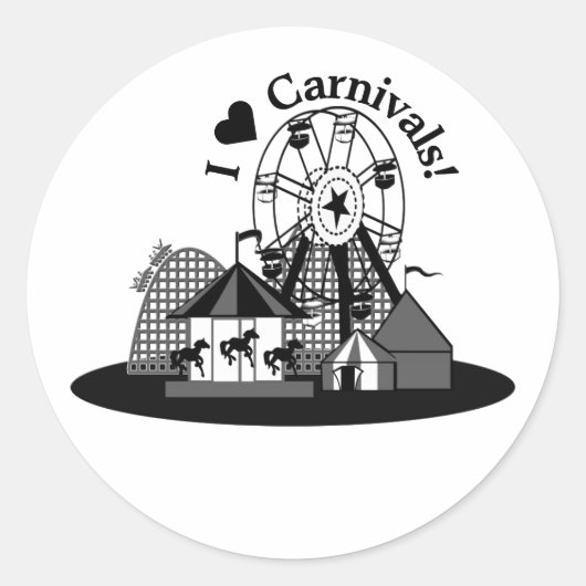 Ik hou van kermissen! ronde sticker (Voorkant)
