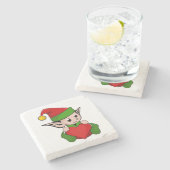 "IK HOU VAN KERST" ELF STENEN ONDERZETTER (Zijkant)