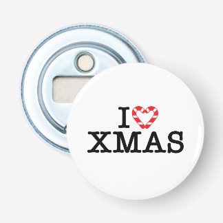Ik hou van Kerst Kerststok Hart Button Flesopener