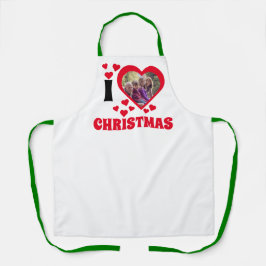Ik hou van kerstfotosjabloon schort