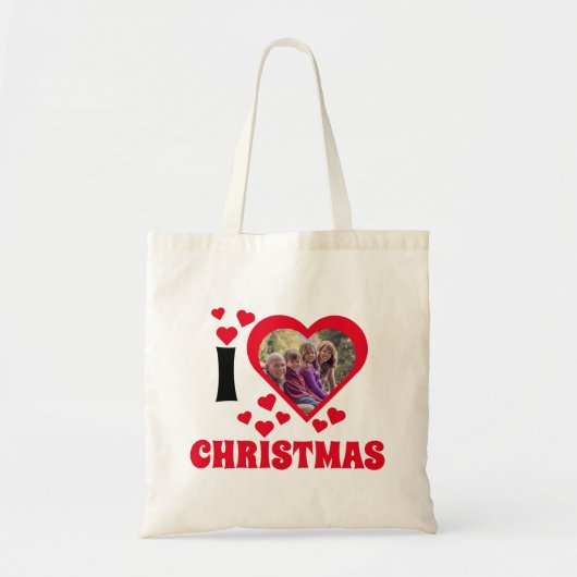 Ik hou van kerstfotosjabloon tote bag (Voorkant)