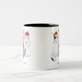 Ik hou van kerstkatten Personeel met naam Tweekleurige Koffiemok (Center)