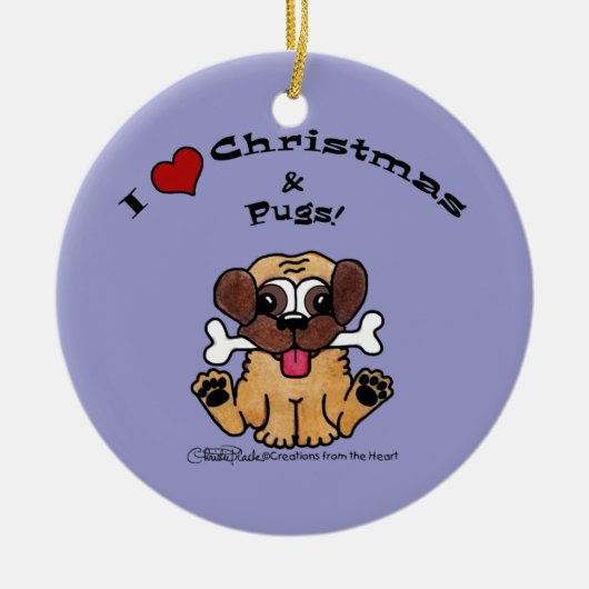 Ik hou van Kerstmis en Tassen Keramisch Ornament (Voorkant)